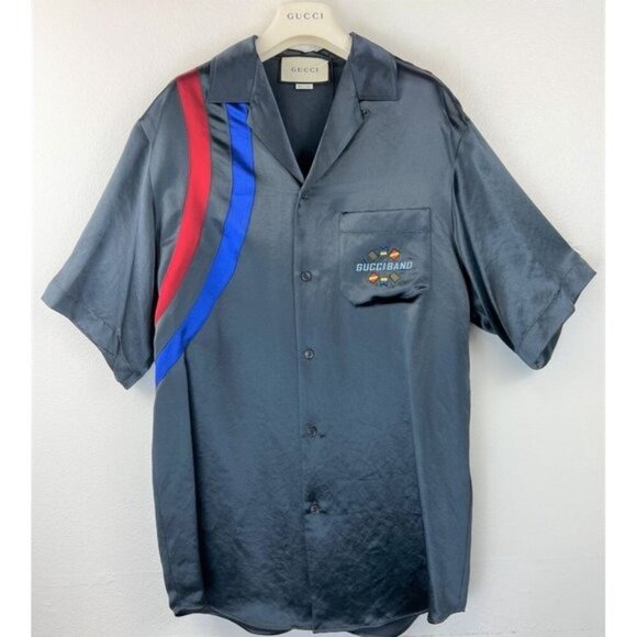 NWT Gucci 'Gucci Band' bowling shirt Size 44 - Picture 3 of 15